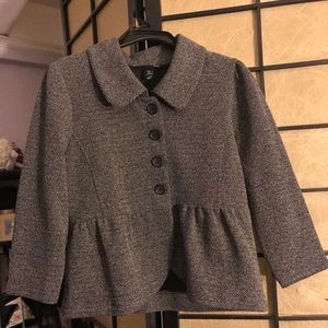 Gray peplum tweed jacket, size 12
